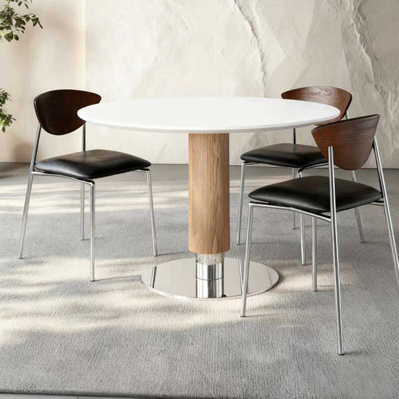 小户型圆形岩板餐桌椅组合