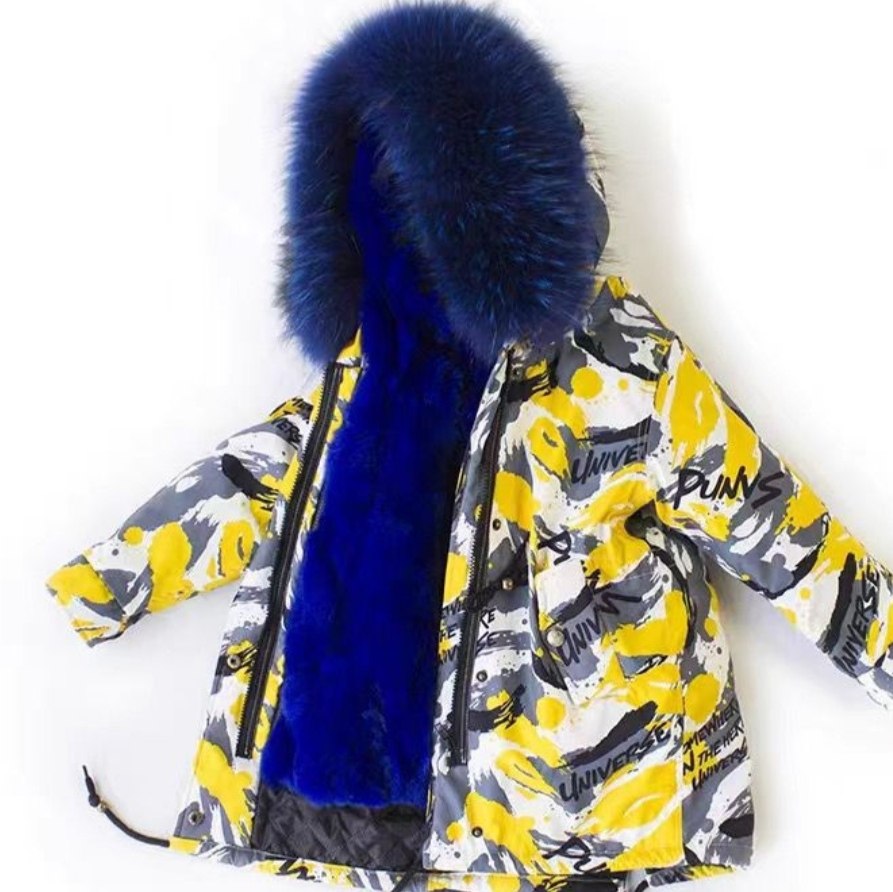 儿童派克服真貉子毛领獭兔毛内胆可拆卸男女童装宝宝冬季棉服