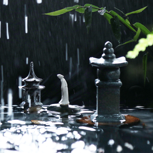 微景观陶瓷摆件小亭园艺鱼缸造景假山水族装饰石塔六角亭盆景摆设
