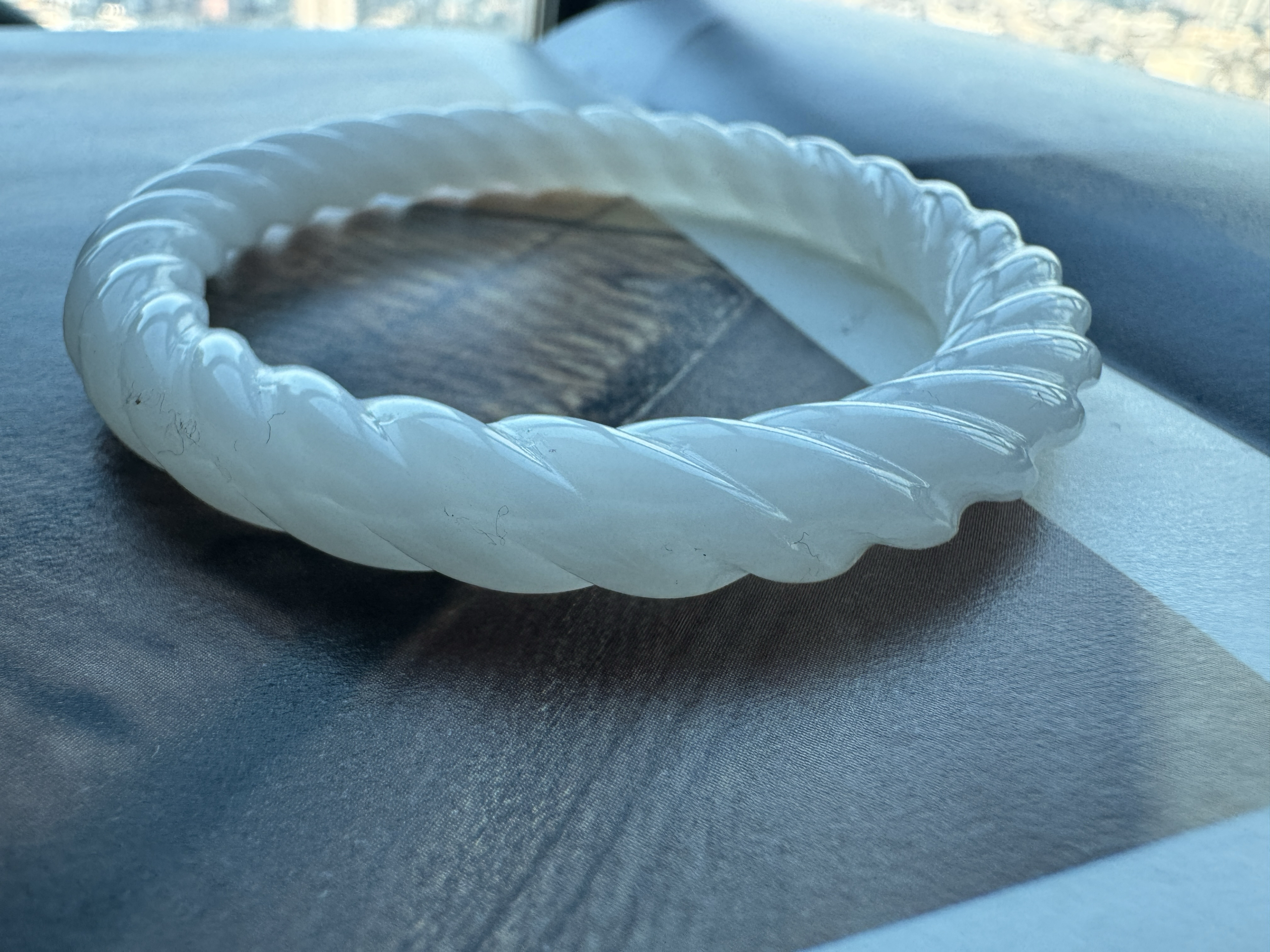 冷杉 天然佛家七宝之一有机宝石麻花手镯56mm