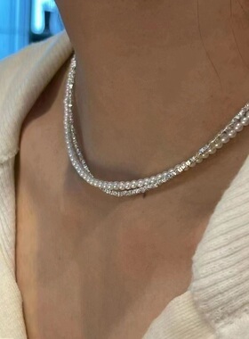 小满 天然淡水珍珠3.5mm配碎银子项链