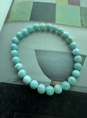 星球之旅 天然海纹石拉利码6.2mm圆珠手链