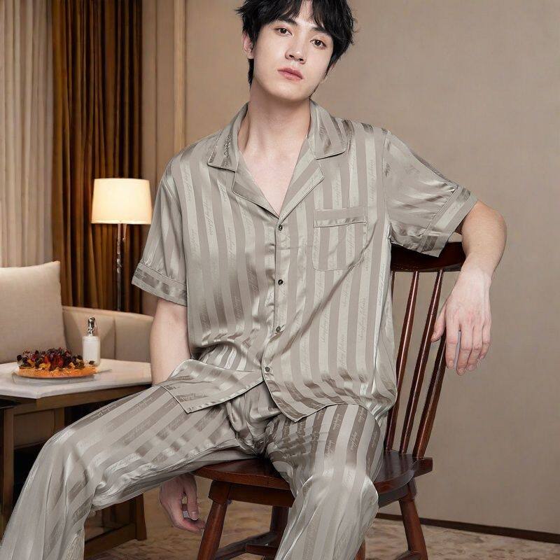夏季睡衣男款夏天短袖冰丝薄款夏款春秋丝绸睡衣高级感家居服套装