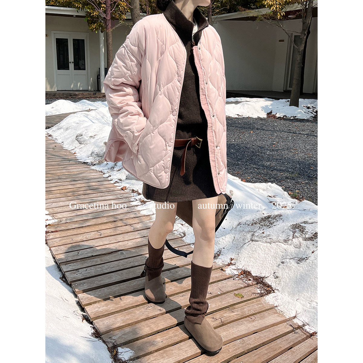 GRACETINA HOO-缝慵懒廓形简约大气通勤百搭保暖羽绒服外套YA016