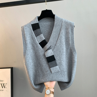 马甲女款2025新款春秋宽松外穿针织背心时尚毛衣外套坎肩秋冬叠穿
