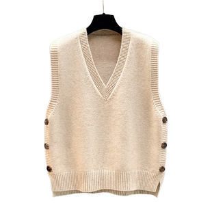 叠穿马甲针织背心女款毛衣2025春秋新款坎肩宽松V领冬季马夹外穿