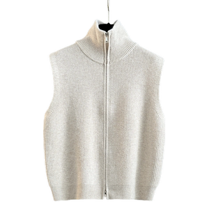 高领女士秋冬马甲背心外套拉链坎肩2025新款针织毛衣宽松时尚外穿