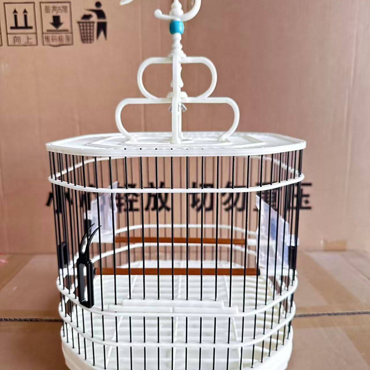 新款特价塑料鸟笼八角鸟笼玉鸟笼丝距1.0洗澡圆笼绣眼鸟笼配件