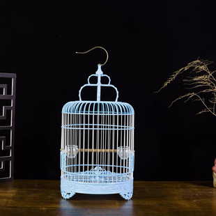 新款塑钢圆笼玉鸟笼芙蓉相思黄雀马料金青虎皮鹦鹉鸟笼洗澡笼