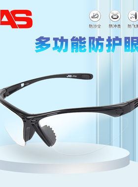 JAS时尚款防护骑行眼镜防紫外线冲击通勤防风透明灰色 PF61护目镜