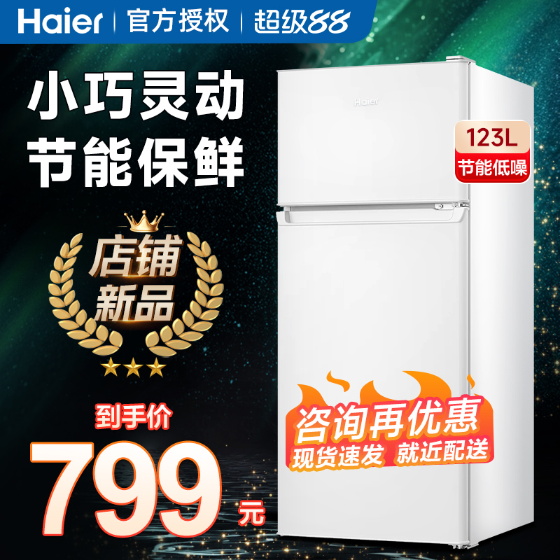 海尔冰箱123升小型家用二人双门出租房用两门迷你官方旗舰店123l