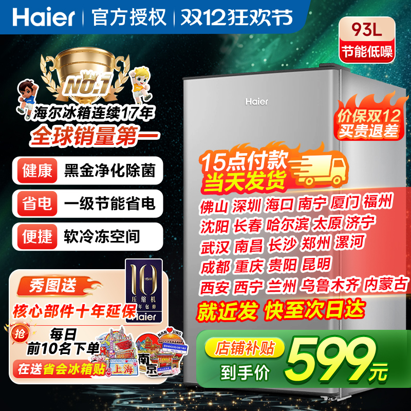 海尔93升小冰箱节能迷你小尺寸