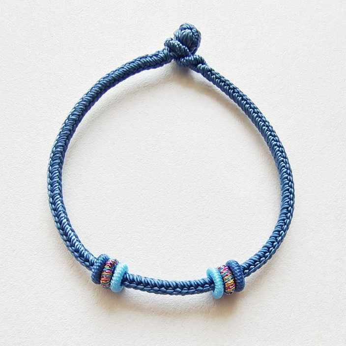 3mm大孔珠子用穿珠绳四面佛八线手绳脚绳手工编手链14k金扣脚链