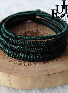 补木藏式九乘金刚结墨绿色草绿色手工手绳手链手工编织脚绳