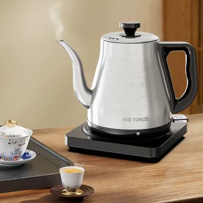 天际304不锈钢电热水壶1升容量鹤形壶嘴设计泡茶首选多用快速壶