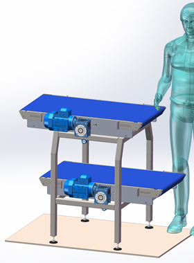 刀口式PU双层输送机设计三维图图纸sw2016版本已生产验证