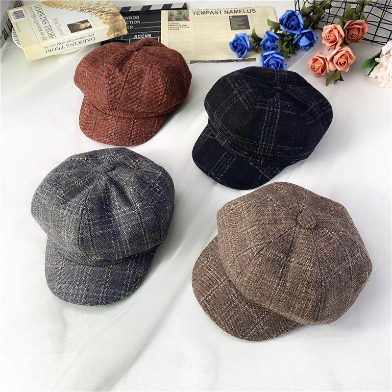 跨境鸭舌贝雷帽秋季韩版女士英伦画家报童休闲帽子百搭简约八角帽