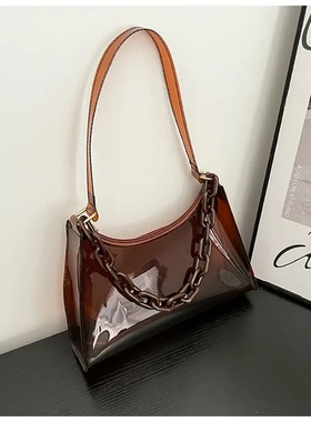 夏季新款时尚女包ins小清新果冻包纯色透明女士腋下包单肩小包包