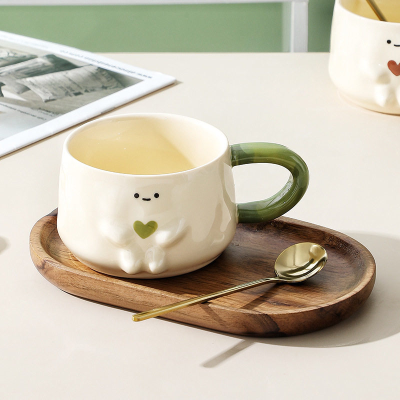 ok maji可爱杯子女办公室茶杯马克杯情侣水杯陶瓷家用早餐咖啡杯