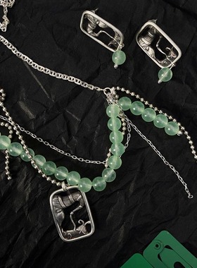 勒勒尔蒙古头饰元素耳饰琉璃银饰