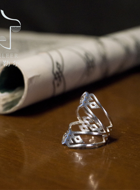 蒙古吉祥结戒指ins简约时尚纯银