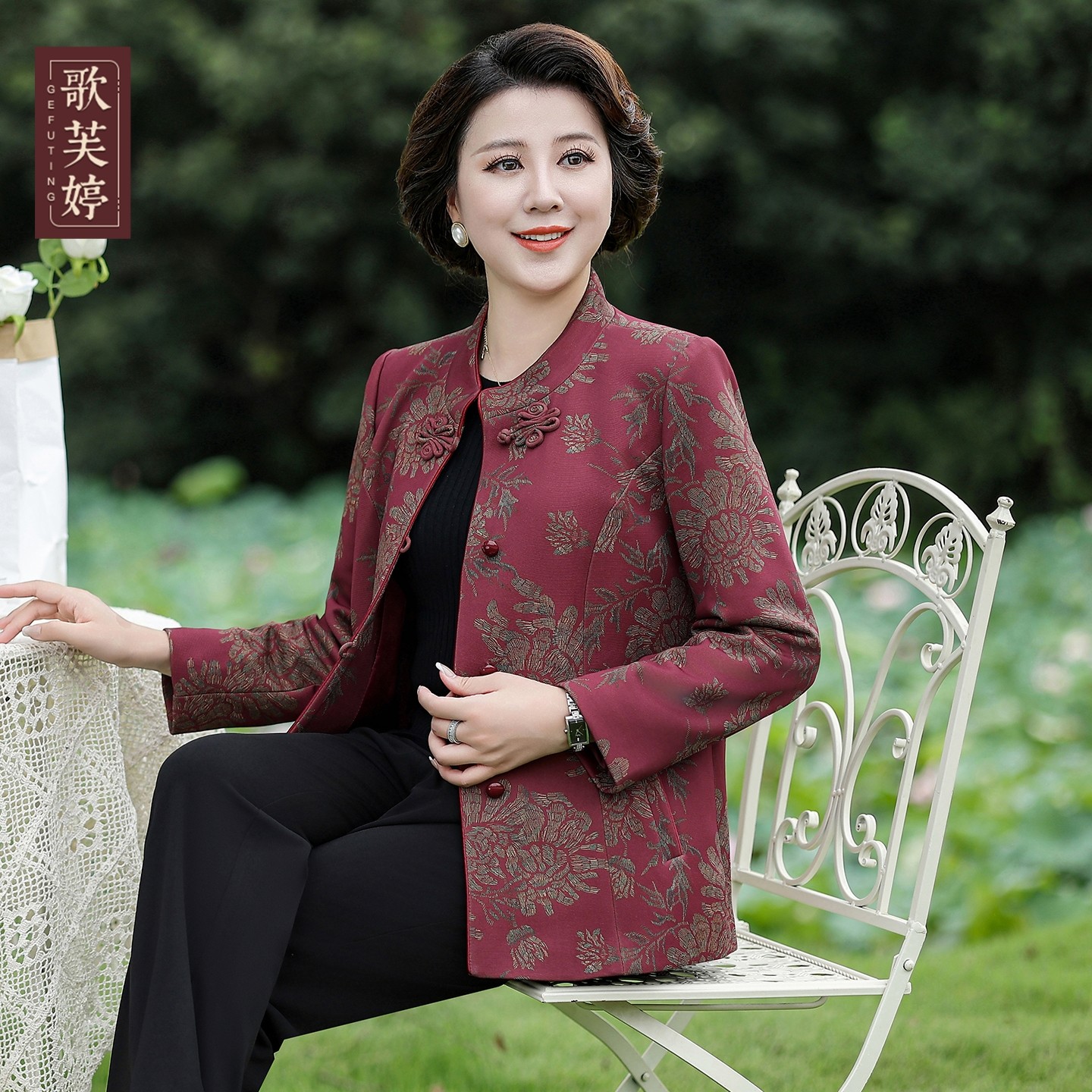 中老年女装春秋高贵胖妈妈加肥大码复古国风外套奶奶结婚喜宴礼服
