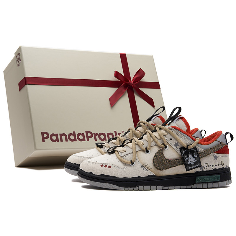Panda Prank Nike Dunk Low Christmas Limited Athleisure Shoes Men's Vintage Sneakers - Gift Sign