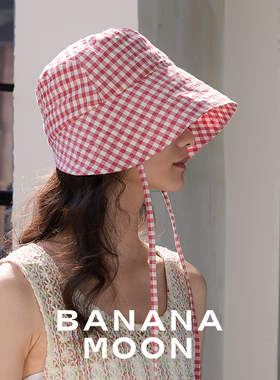 复古摩登时髦_进口面料格子盆帽法式优雅贵族轻薄透气遮阳侍女帽