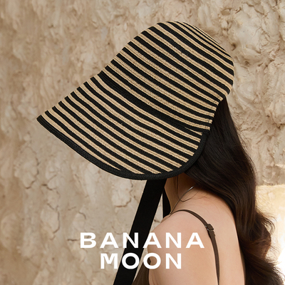 经典初代渐变纹_法式复古侍女大沿帽_菲律宾蕉麻凉感透气遮阳草帽