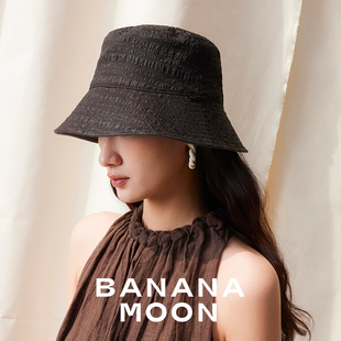 Banana moon奢感新中式时髦_非遗香云纱真丝提花盆帽双面薄渔夫帽