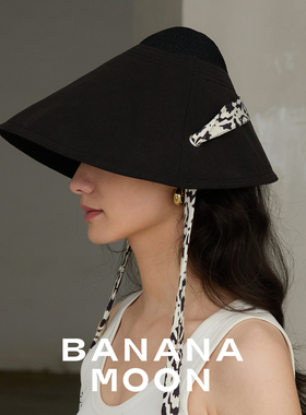 简约中式腔调_复古斗笠款黑色遮阳帽立体裁剪不闷头物理仿晒