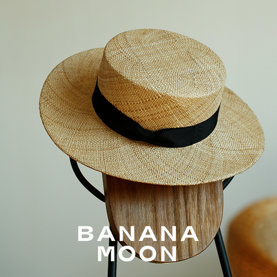 春夏新款大檐平顶平沿天然草宝草法式织带蝴蝶结度假旅游遮阳草帽