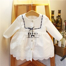 外套女童韩国风蕾丝花边连衣裙女宝宝裙子礼服裙 2019春秋童装