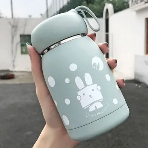 玻璃胆迷你水杯防摔上班族女式可爱兔子茶杯创意便携杯防烫保温杯