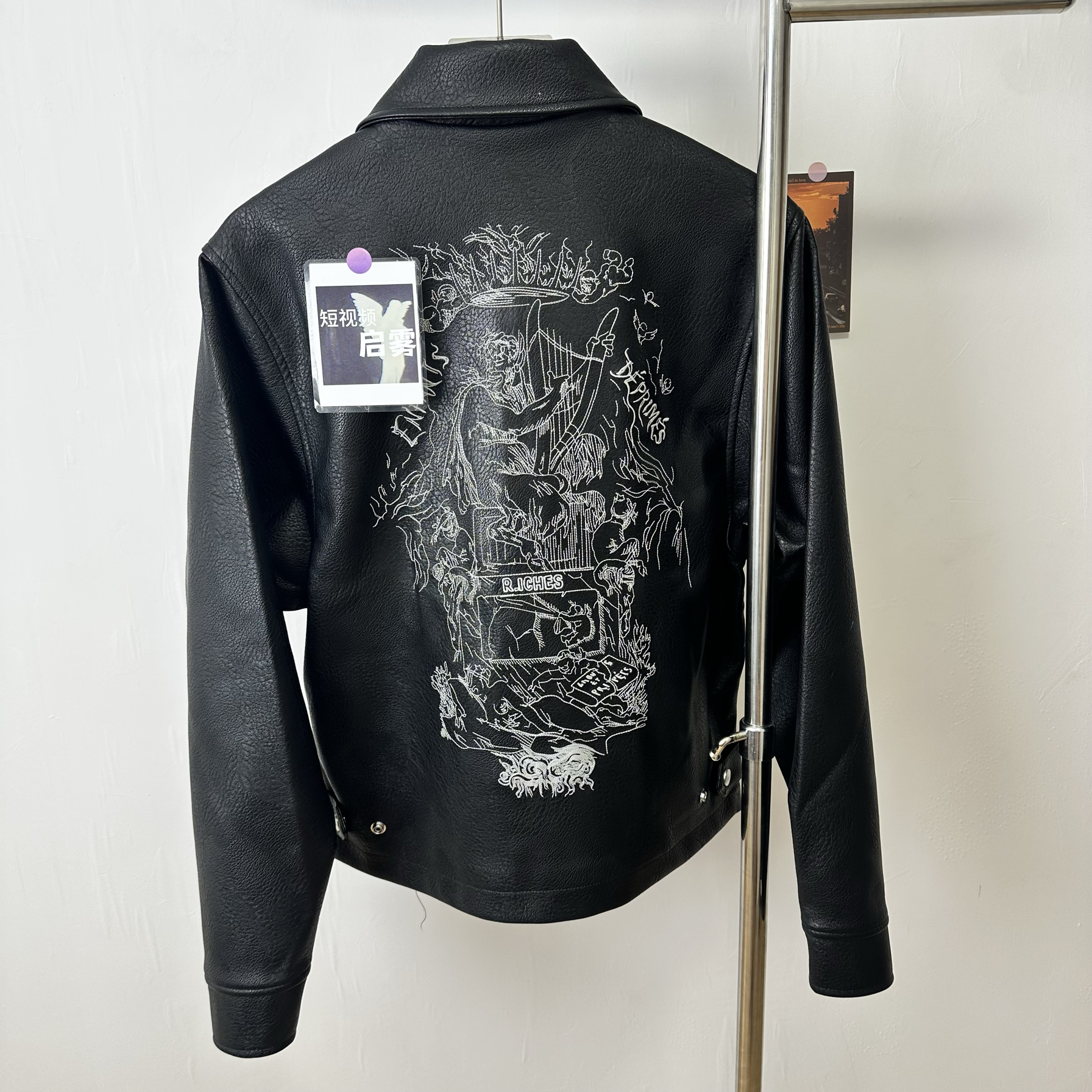 现货ERD忧郁的富二代25s爱的原则定染小羊皮刺绣短宽外套皮衣夹克