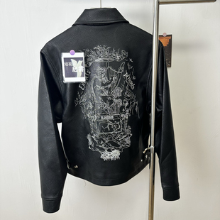 现货ERD忧郁的富二代25s爱的原则定染小羊皮刺绣短宽外套皮衣夹克