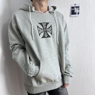 WEST COAST CHOPPERS美式铁十字机车连帽高街复古做旧卫衣男上衣