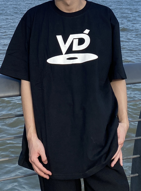 Vujade006VD光盘字母kenijima同款clean fit vibe风重磅短袖t宽松