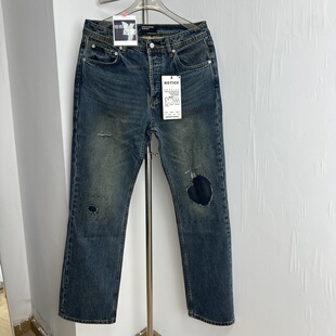 ERD忧郁的富二代24fw 灼烧补丁水洗做旧牛仔裤街头直筒微喇破坏男