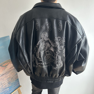 ERD忧郁的富二代24fw画家的妻子夹棉皮衣夹克小羊皮cleanfit男女