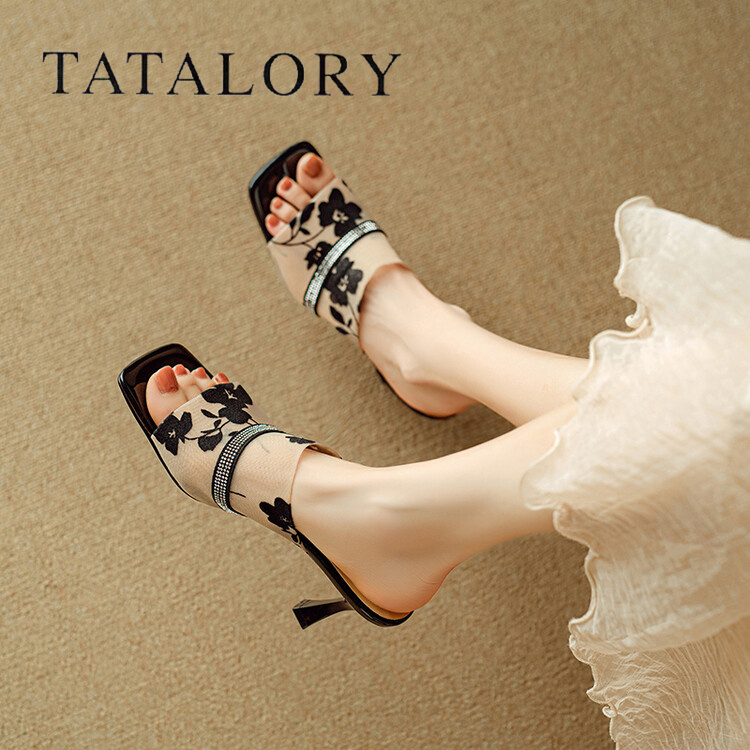 TATALORY国风新中式水钻高跟凉鞋