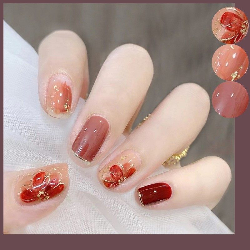 2025年新款儿童美甲穿戴甲高级感短款显白沙漠玫瑰24片假指甲贴片,彩妆/香水/美妆工具,穿戴甲/甲片,淘宝优惠券,粉丝福利购,淘宝优惠卷