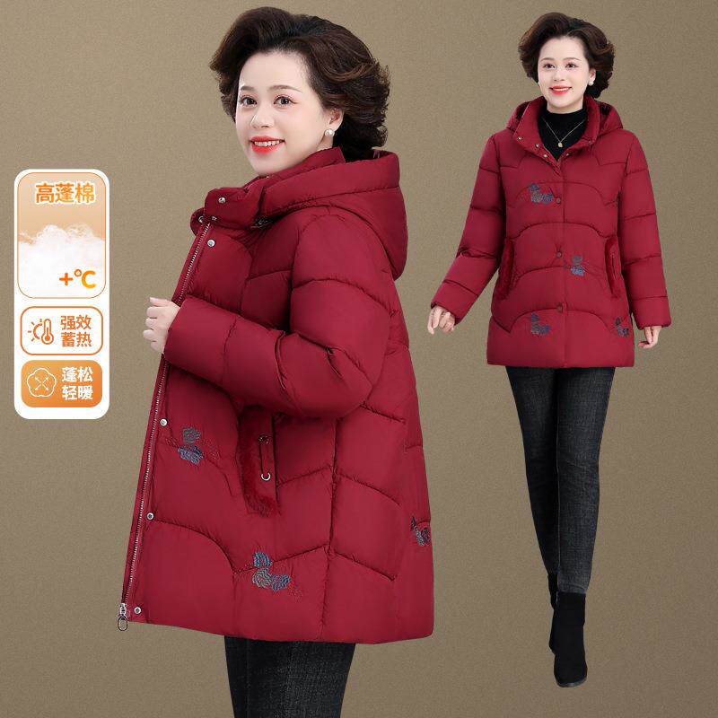 中年妈妈秋冬外套2025新款爆款冬季加绒加厚女款中老年人50多棉服