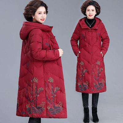 新中式妈妈冬装羽绒服长款大码中老年人女款外套加厚保暖羽绒大衣