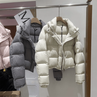 韩国小个子连帽短款2025轻羽绒服女冬季新款宽松加厚面包服外套潮