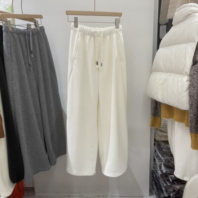 拖地长裤阔腿直筒松紧腰抽绳长裤