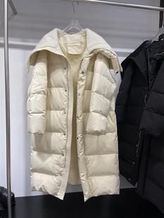 韩系羽绒服女冬装加厚羊羔毛大翻领过膝长款白鸭绒大码宽松外套潮