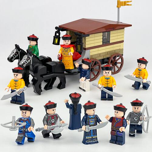 皇帝出巡人仔M8118中国古代公仔小颗粒儿童积木玩具跨境