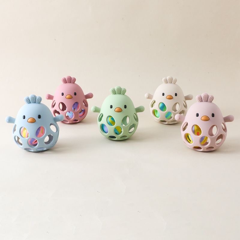 新品婴儿食品级硅胶手抓球磨牙棒牙胶