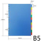 B5彩色塑料索引纸9孔磨砂分页纸活页手帐本分类隔页纸12张可定制